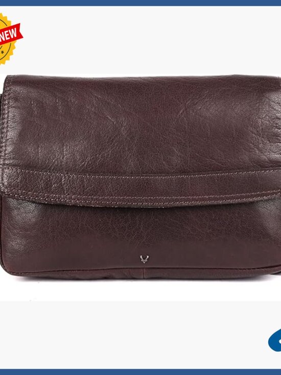 Handbags - Genuine Leather Crossbody Bag with Adjustable Strap - Medium Size